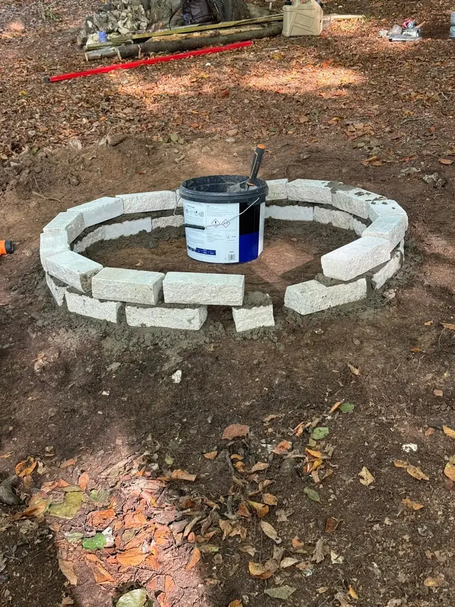 Final firepit detail showing the finished construction